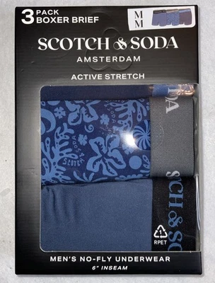 Scotch & Soda Amsterdam 3-Pack 6” Active Stretch Boxer Briefs - Sz. Medium - Image 1 of 4