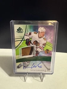 2020-21 Upper Deck SP Game Used Rookies Lucas Carlsson #177 Green Auto Patch /35 - Picture 1 of 2