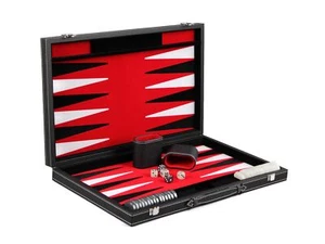 Leather Backgammon Set Board Game With Backgammon Pieces Red 18" - Picture 1 of 5