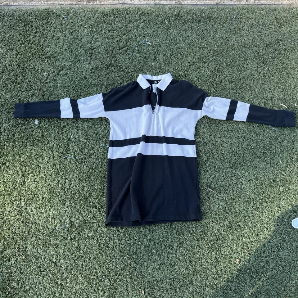 Volcom Men’s Rugby Black/White Long Sleeve Polo Shirt -  Size Small - Image 1 of 4