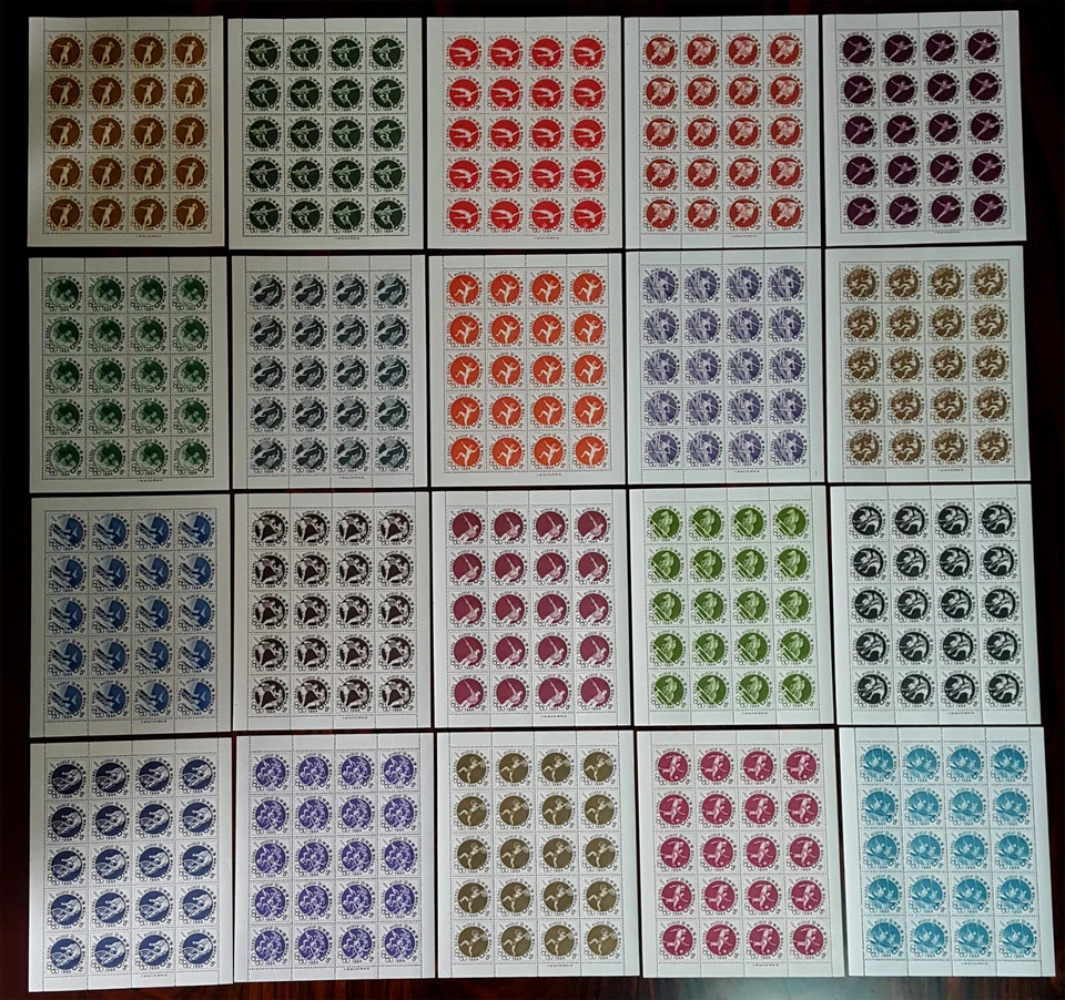 JAPAN 1961/1964 TOKYO OLYMPIC GAMES complete set in FULL SHEETS of 20 - mint MNH - Image 1 of 1