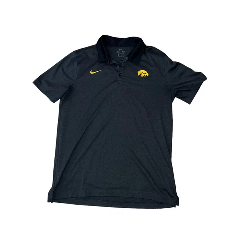 Iowa Hawkeyes Polo Shirt Mens Medium Black Yellow Football NCAA Dri Fit Nike Cover