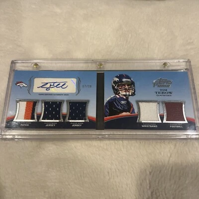 2010 Topps Prime Tim Tebow Autographed booklet 7/20 5 patch’s super collectible  - Image 1 of 4