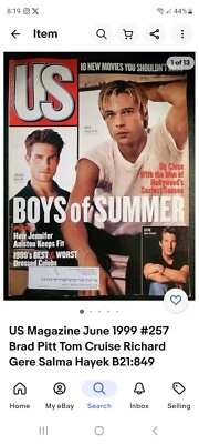 US Magazine June 1999 #257 Brad Pitt Tom Cruise Richard Gere Salma Hayek B21:849 - Image 1 of 3