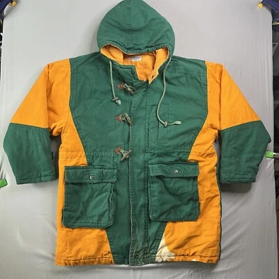 Chaqueta De Colección Giovanni Luomo Para Hombre Grande Verde Naranja Lona Pesada Parka Granero *LEER Foto 1 de 4