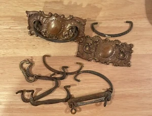 Lot Of Ornate Vintage Brass Drop Pull Drawer Hardware - Picture 1 of 4