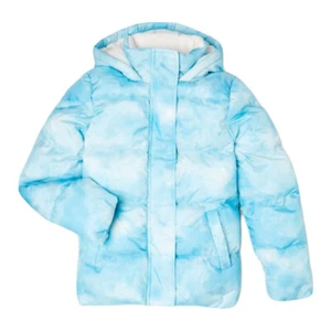 Climate Concepts Girls Puffer Jacket Blue Size 6/6X Tie Dye Full Zip Hood Pocket - Picture 1 of 11