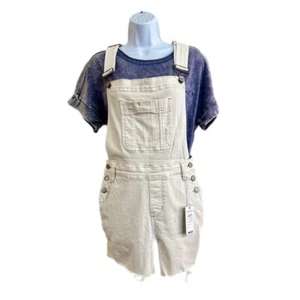 Judy Blue Ecru Cutoff Overall Shorts NWT Size Small - Picture 1 of 2