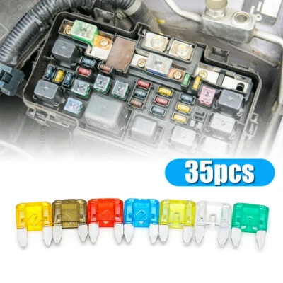35PCS Mixed Micro Blade Fuses Standard ATM For Car Truck 5A 10A 15A 20A 25A 30A Foto 1 de 4