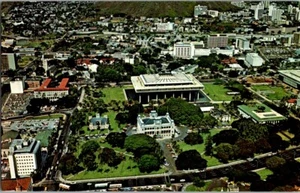 Postal vintage vista aérea Honolulu plaza del palacio Honolulu HI Hawaii I-709 - Imagen 1 de 2