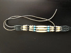 Vintage: Navajo Hippie Armband Leder Perle und Knochen 70er Jahre - Bild 1 von 7