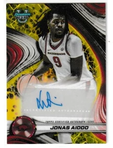 JONAS AIDOO 2024-25 BOWMAN UNIVERSITY'S BEST YELLOW LAZER REFRACTOR AUTO #/75. - Picture 1 of 1