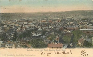 Birdseye View High Rock 1906 WATERBURY CONNECTICUT Hand Colored Ells 3405 - Picture 1 of 2