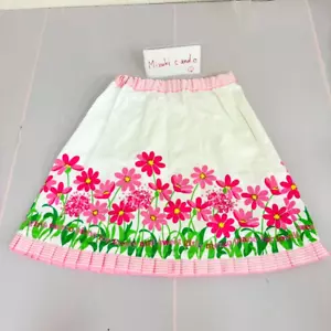 Mezzo Piano Kids Skirt 130cm White Pink Flower Pleats Stripe Clothing Kawaii JP - Picture 1 of 24
