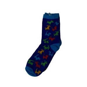 Women's Small to Medium Socks Cat and Dog Blue Multicolor Pattern Unbranded - Picture 1 of 11
