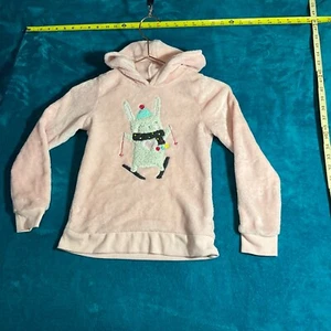 Jumping Beans Girl Pink Ski Bunny Winter Plush Fur Hoodie Sweatshirt Top 7 - Picture 1 of 9