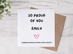 So proud of you On Your A level results Female personalised hand designed card - Picture 1 of 4