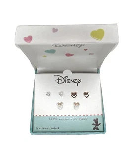 *NEW* Authentic "LOVE IS ALL YOU NEED" Fine Silver Plated MINNIE Earring Set - Picture 1 of 2