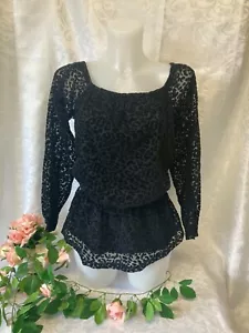 V By Very Women Black Top Size 10 Long Puff Sleeves Elegant New Free P&P! - Picture 1 of 4