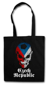 CZECH REPUBLIC FOOTBALL SKULL FLAG TASCHE STOFFTASCHE Tschechien Fahne - Picture 1 of 1