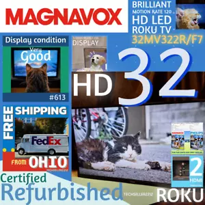 Magnavox 32" Class HD (720P) Smart Roku LED TV 32MV322R/F7 with Remote & Stand - Picture 1 of 24