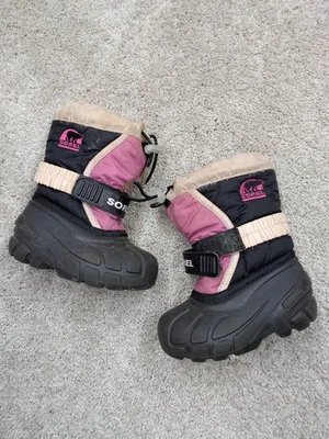 Botas Sorel Juveniles Talla 8 Rosa Negro Ráfaga TP Invierno Nieve Impermeables Aisladas Foto 1 de 4