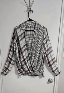 Camicetta Cato Plaid Crossover Top Donna Media Multicolore Hi-Basso Western Preppy - Foto 1 di 8