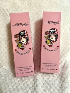 Ed Hardy Born Wild Shimmering Body Lotion Pump 6.7oz NIB HTF 2 bottles - Picture 1 of 9
