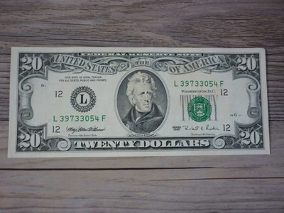 SERIES 1995 $20 DOLLAR BILL FEDERAL RESERVE NOTE UNCIRCULATED OLD MONEY - Image 1 of 2