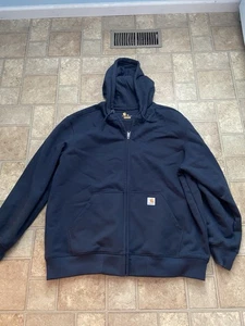 Carhartt Felpa con Cappuccio Uomo 2XL Blu Navy Vestibilità Originale Full Zip 100614 472 - Foto 1 di 4
