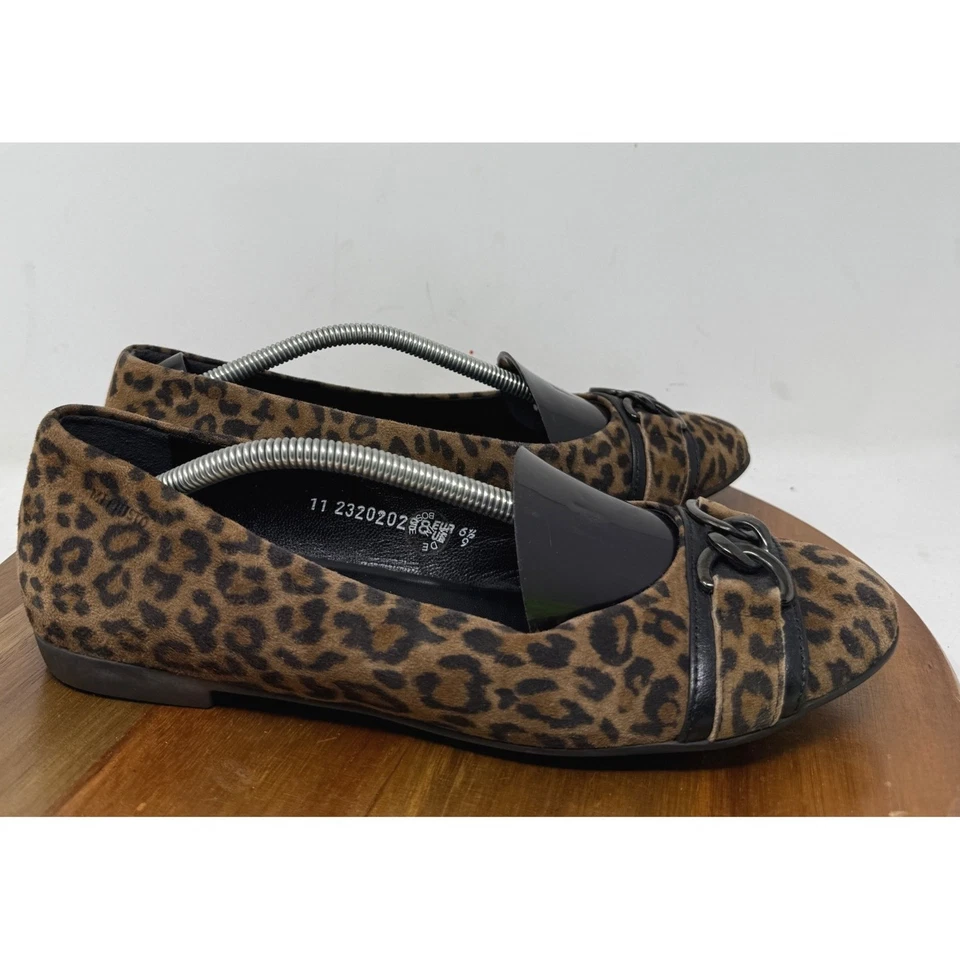 Zapatos planos de ballet con estampado de leopardo Mephisto para mujer talla 9 de cuero genuino sin cordones Foto 1 de 4