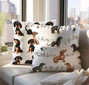 2 Hermosas Fundas de Cojín Dachshund Cojines Decorativos Perro - Imagen 1 de 2