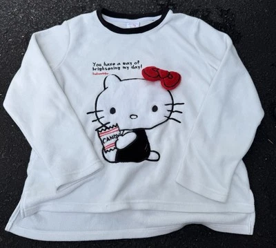Suéter Hello Kitty Blanco Acogedor Suave Grande Rojo Lazo Polar Prendas para dormir Talla M/L Foto 1 de 4