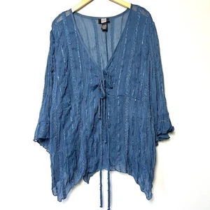 Blusa Studio 1940 Brillante Talla 22/24 W Secuencia Dobladillo Asimétrico Boho Artística - Imagen 1 de 8