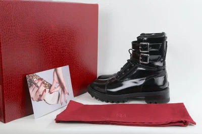 Botines Tamara Mellon Cuero Negro Militar Hebilla Talla 39 Estilo Diseñador Foto 1 de 4