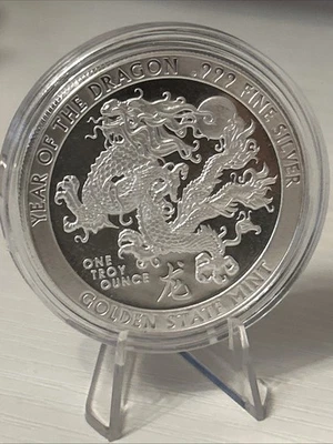 Ronda en cápsula Año del Dragón Año 2025 Golden State Mint plata fina 999 1 oz  Foto 1 de 3