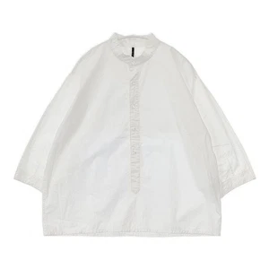 native village Stand collar half button pullover Blouse shirt white 5-0810M∞ - Picture 1 of 6