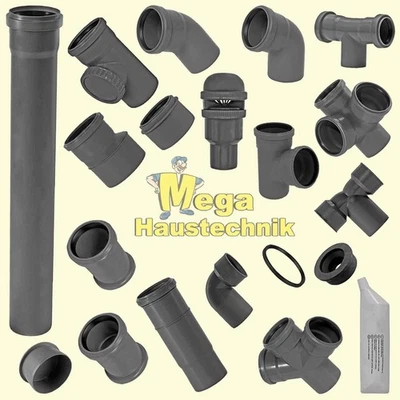 HT Rohr Abwasser Abfluss DN 32 40 50 70 75 100 110 125 150 160 Bogen Abzweig PP - Bild 1 von 2