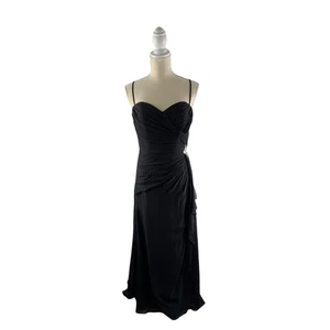 Val Stefani langes schwarzes festliches Kleid aus Chiffon mit drapiertem Oberteil. Damengröße 4 - Bild 1 von 10