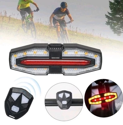 Wireless LED Bicycle Bike Indicator Rear Turn Signal Light Remote Tail light USB - Image 1 of 4