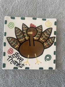 Coton Colors Express 1997-2007 Give Thanks Turkey Untersetzer Fliese 7,5”x8” selten - Bild 1 von 4