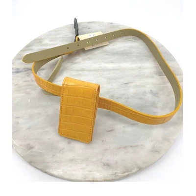 Open Edit Nordstrom Yellow Faux Croc Embossed Belt Bag Pouch Small - Image 1 of 4