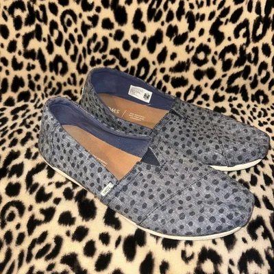 Zapatos sin cordones alpargata Tom's Alpargata 7,5 para mujer denim azul y azul marino lunares Foto 1 de 4