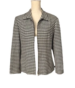 Dress Barn Hahnentritt Jacke Gr. 14 schwarz & weiß Wollmischung Reißverschluss vorne gefüttert - Bild 1 von 13