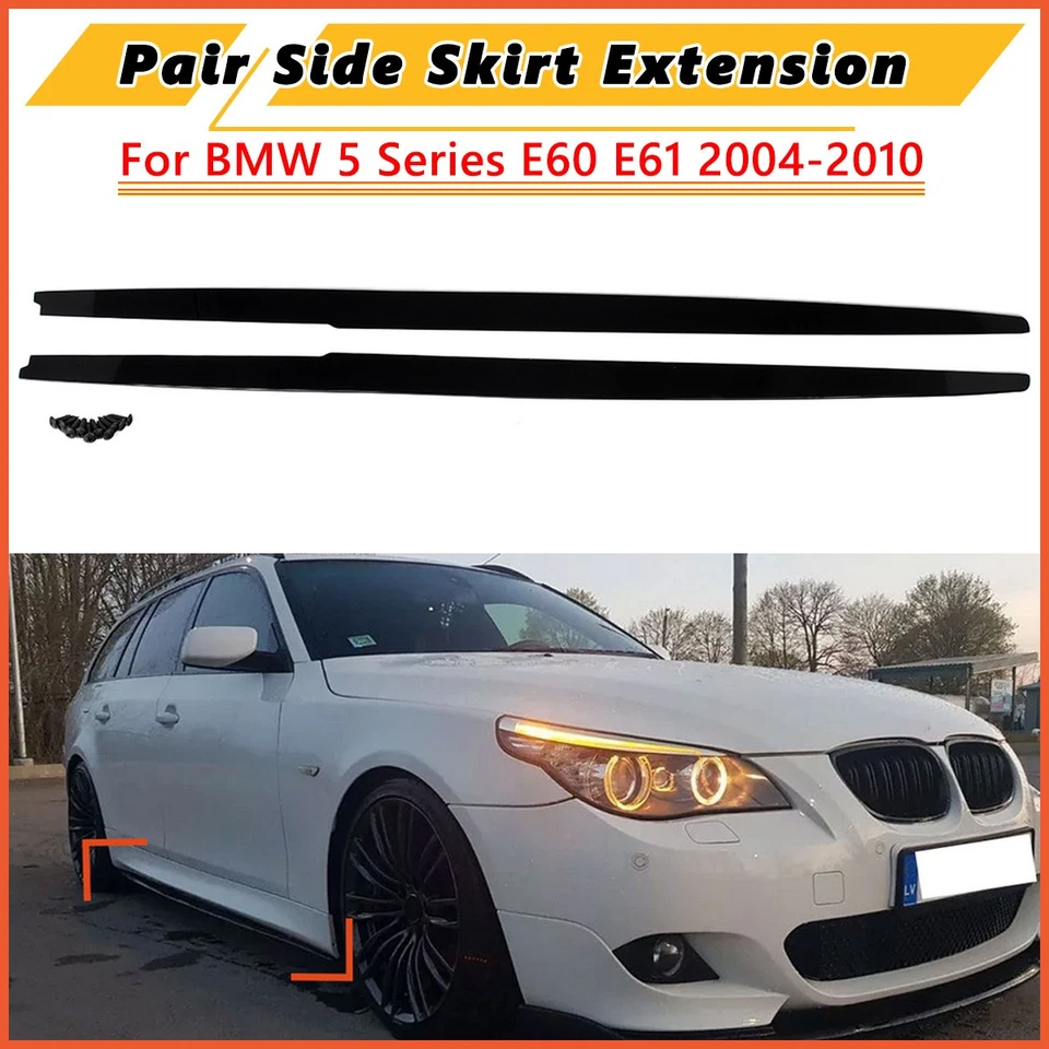 Gloss Black For BMW 5 Series E60 E61 2004-2010 Side Skirts Panels Extension Lip Foto 1 de 4