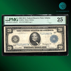 Fr.987a 1914 $20 Dollars Federal Reserve Note Atlanta, PMG 25, 18807 - Picture 1 of 2