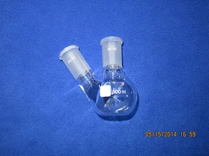 2-NECK Flat BOTTOM FLASK 24/40 100ML angled premium quality - Picture 1 of 1