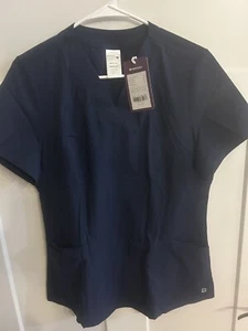 Popviolet Size Medium (8-10) Navy Blue Women’s Scrub Top NWT 100% Polyester Pics - Picture 1 of 6