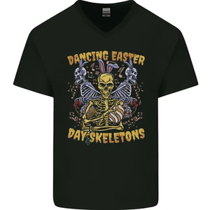 Camiseta Bailando Día de Pascua Esqueletos Calaveras Hombres Cuello en V Algodón - Imagen 1 de 8