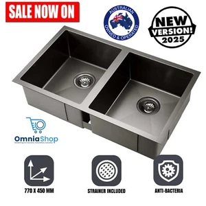Handmade Black Sink 304 Stainless Steel Nano Kitchen Laundry Basin Heavy Duty - Picture 1 of 85